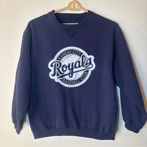 Retro Navy Blue Kansas City Royals Crewneck Sweater
